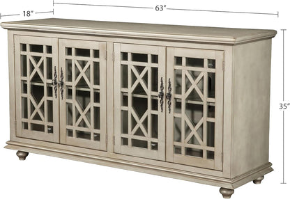 Martin Svensson Home Marche 63" TV Stand - Antique Silver - Versatile Multi-Use Design - with Two Large Cabinets for Storage